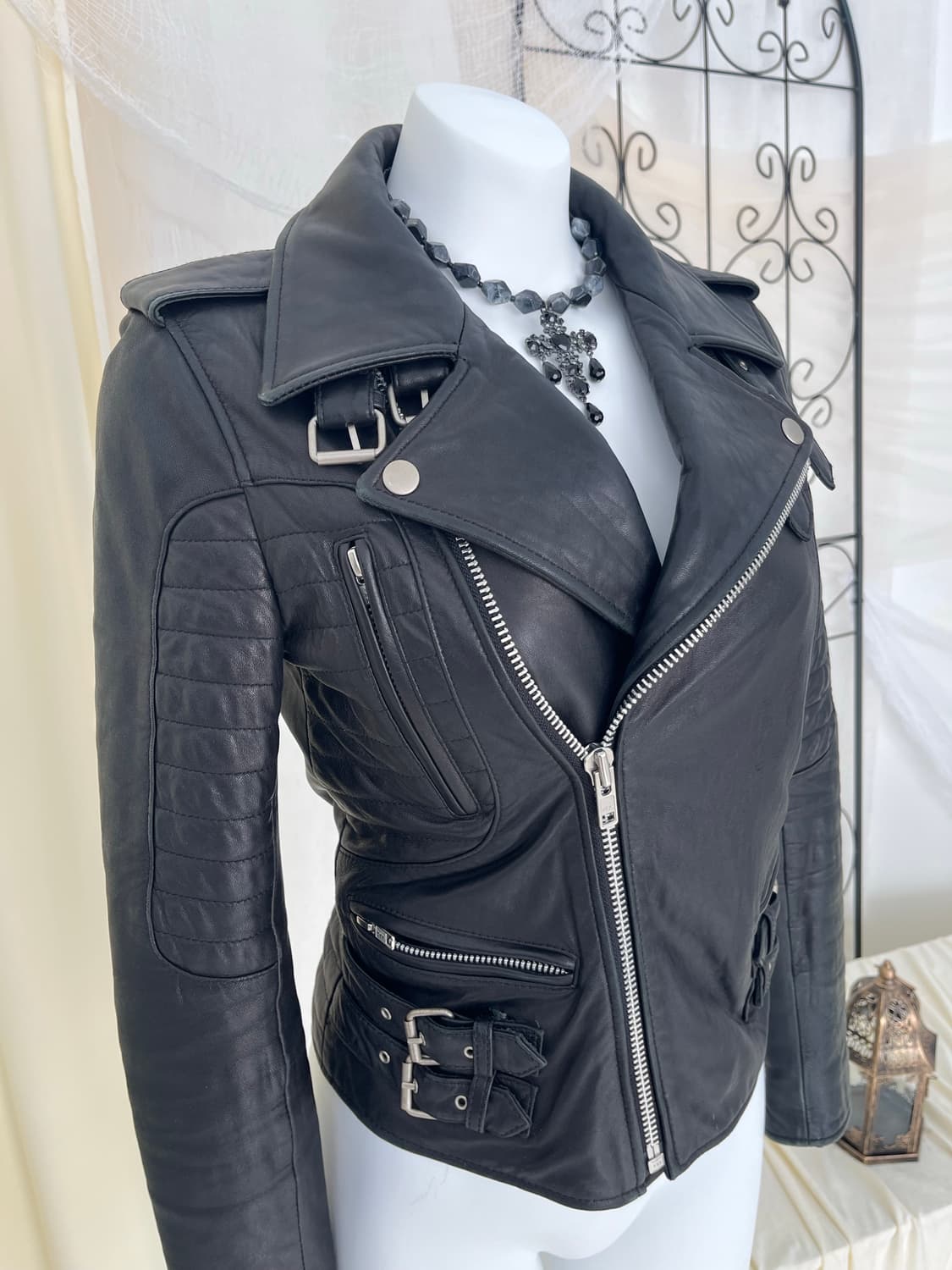 블랙 버클 라이더 자켓 상품이미지5