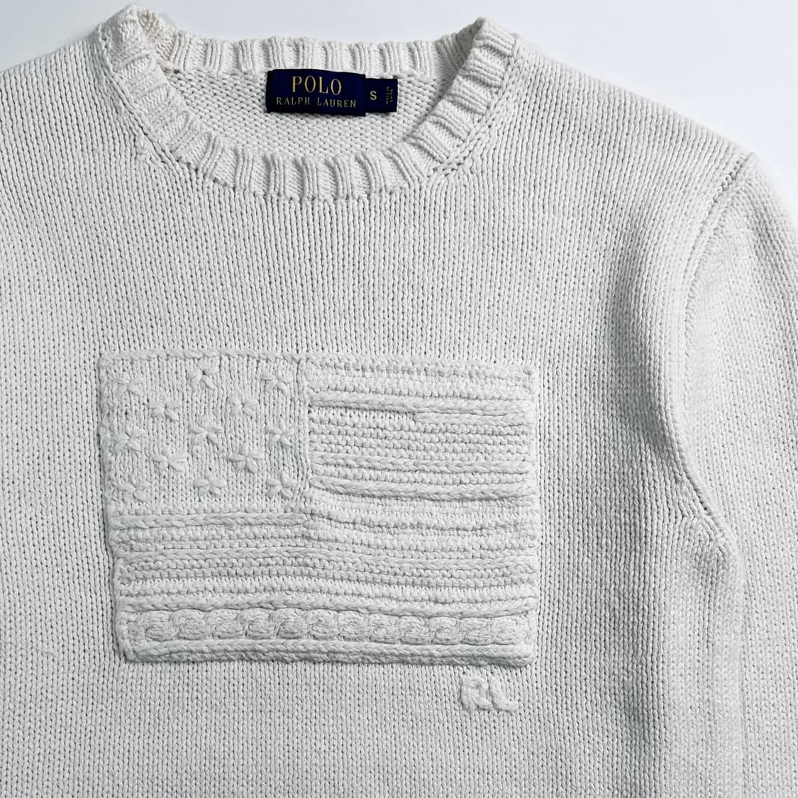 폴로 랄프로렌 코튼 화이트 성조기 니트 상품이미지3