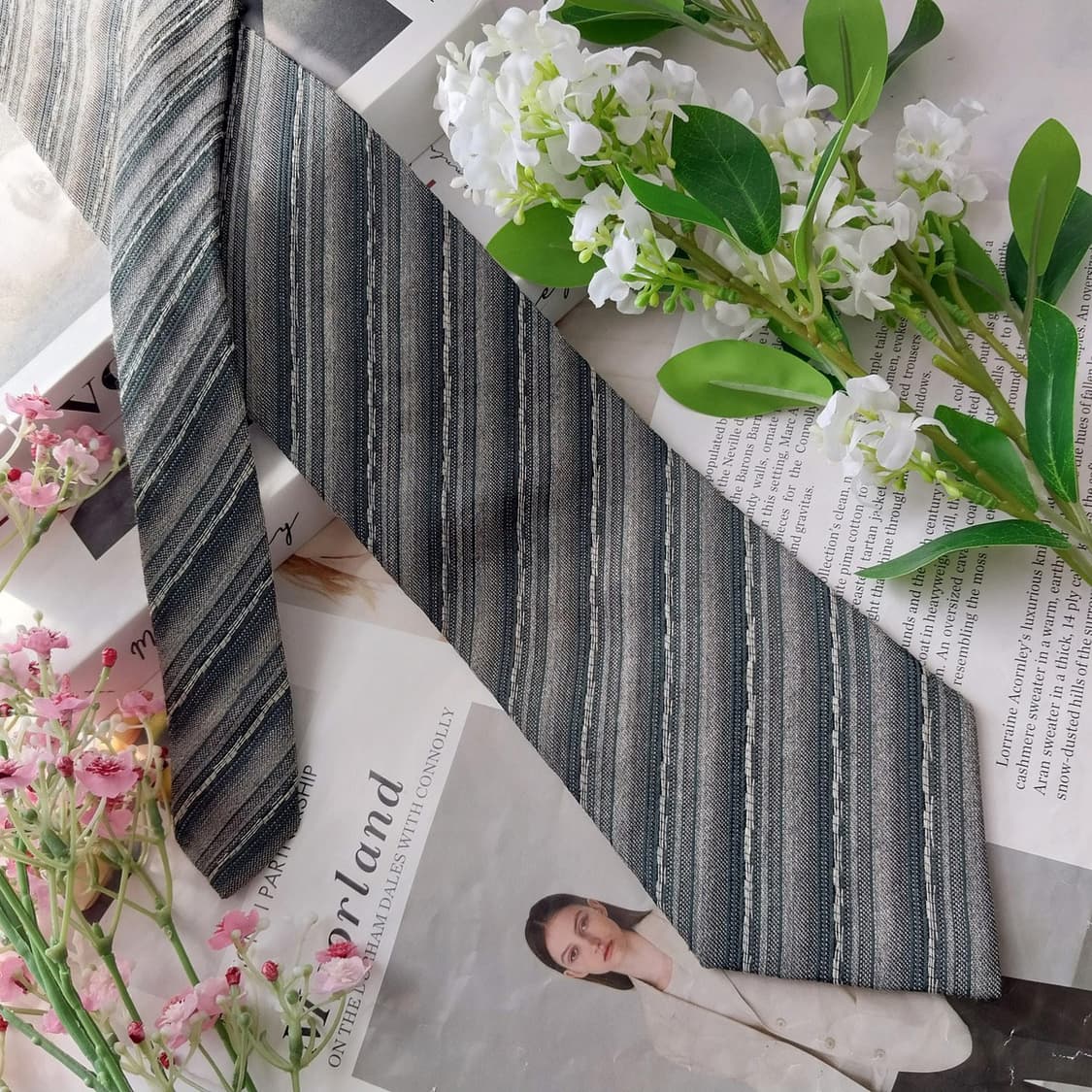 샤를주르당 실크 울 혼방 스트라이프 넥타이 9.7cm A+등급 K1985 상품이미지4