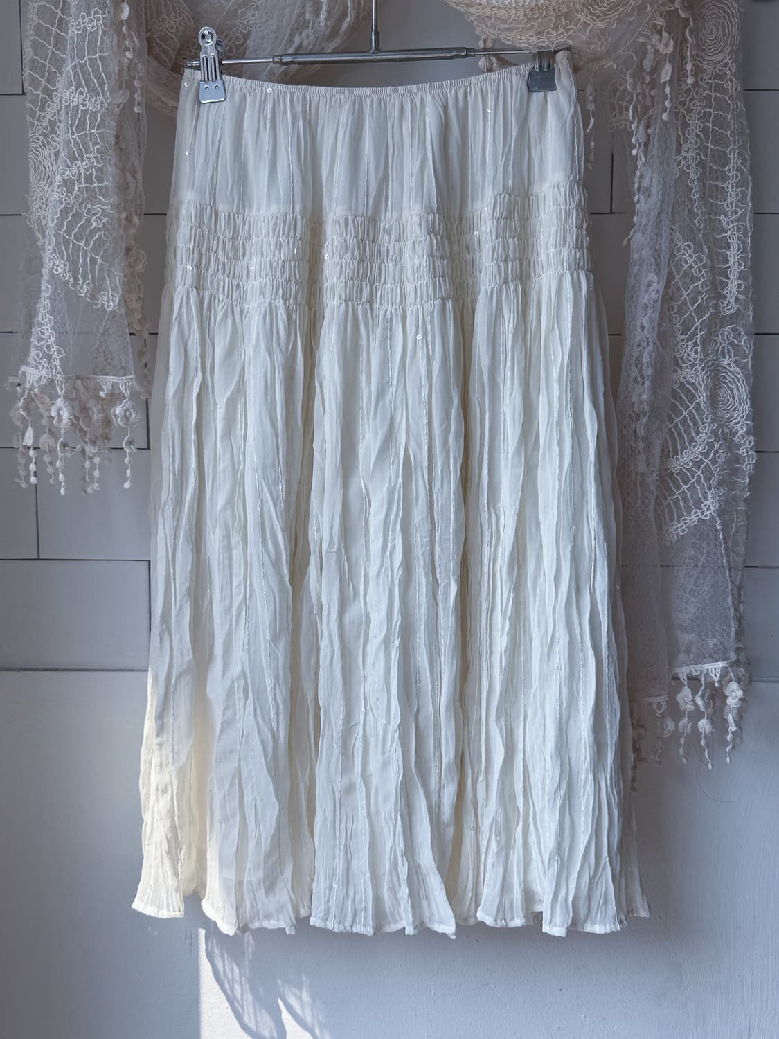 Beaded Wrinkle Shirred Skirt 0270 상품이미지1