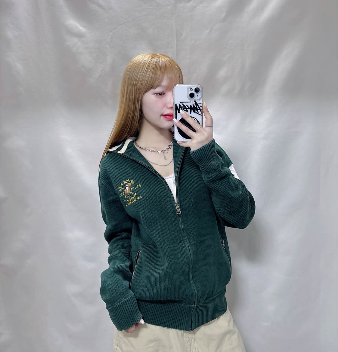 폴로 랄프로렌 딥그린 빅포니 니트집업  상품이미지2