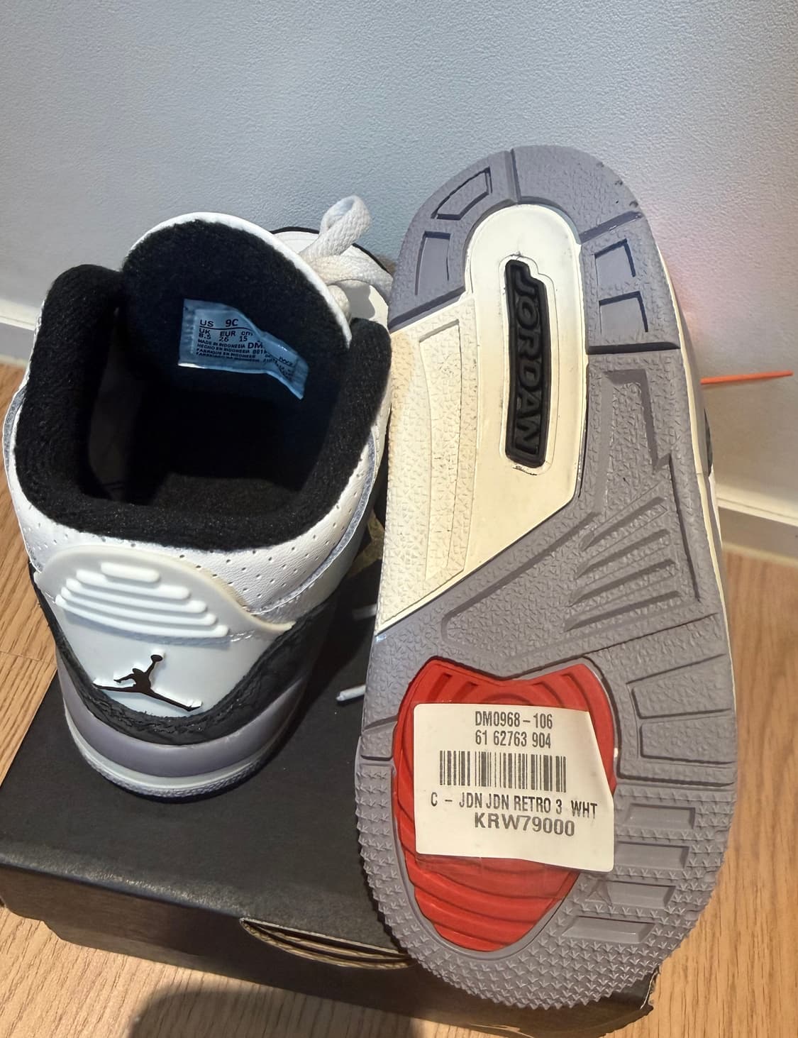 나이키 조던3 TD 시멘트 그레이 키즈 상품이미지5