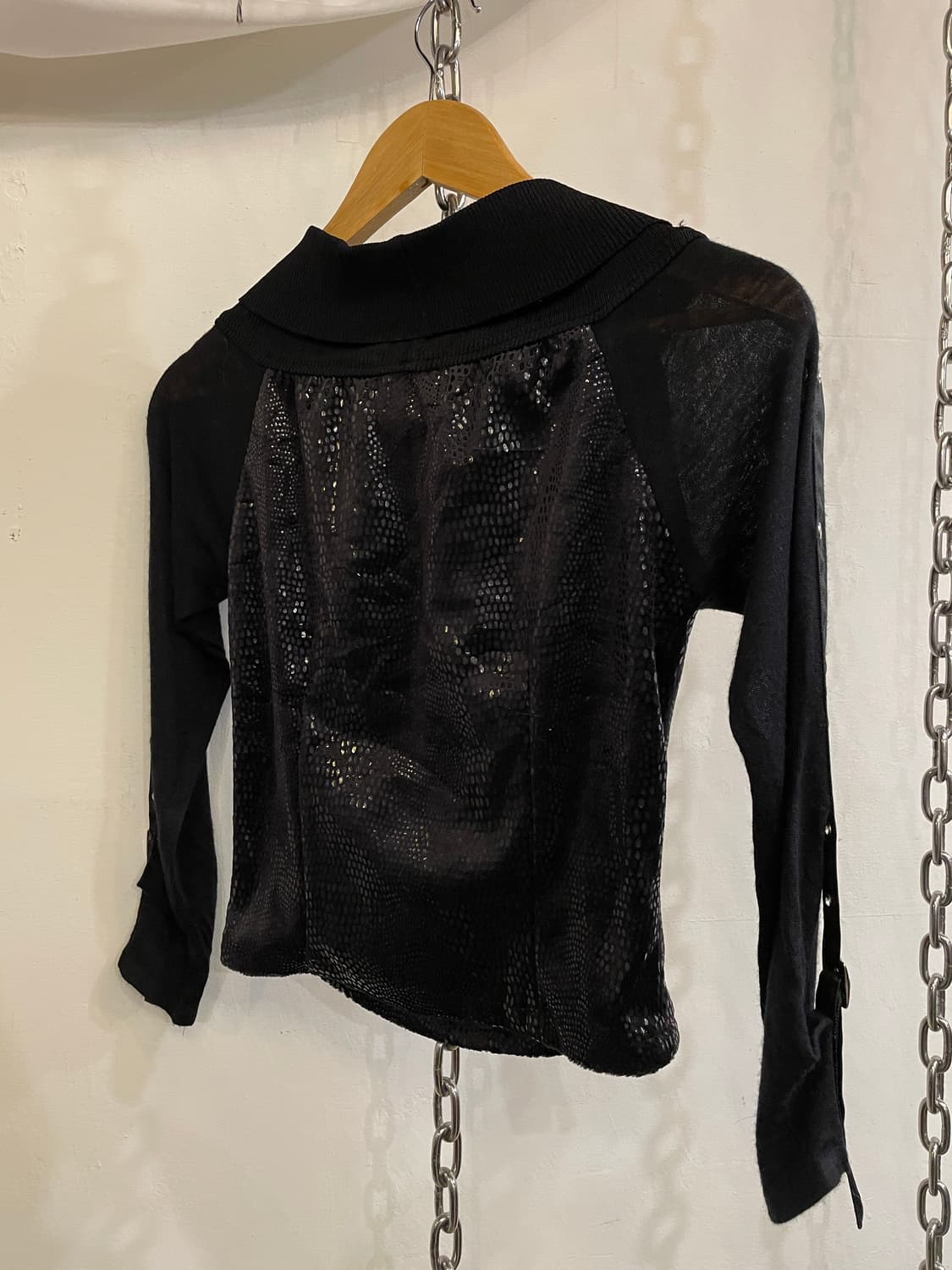 글리터 파이톤 패턴 버클 블랙 슬리브 갸루 상품이미지6