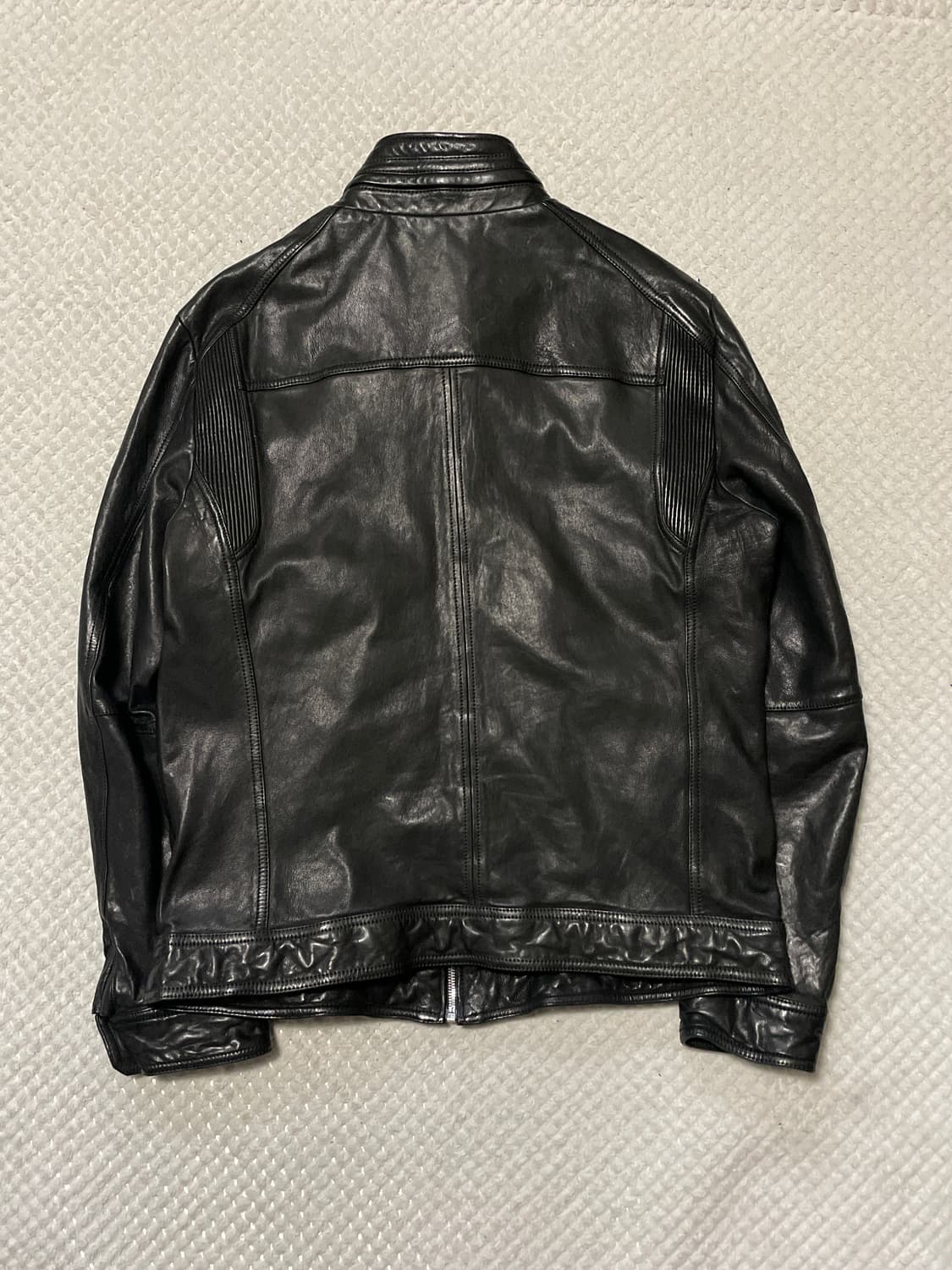 AND Z 웨스턴 무드 램스킨 양가죽 바이커 절개 레더 자켓 상품이미지2