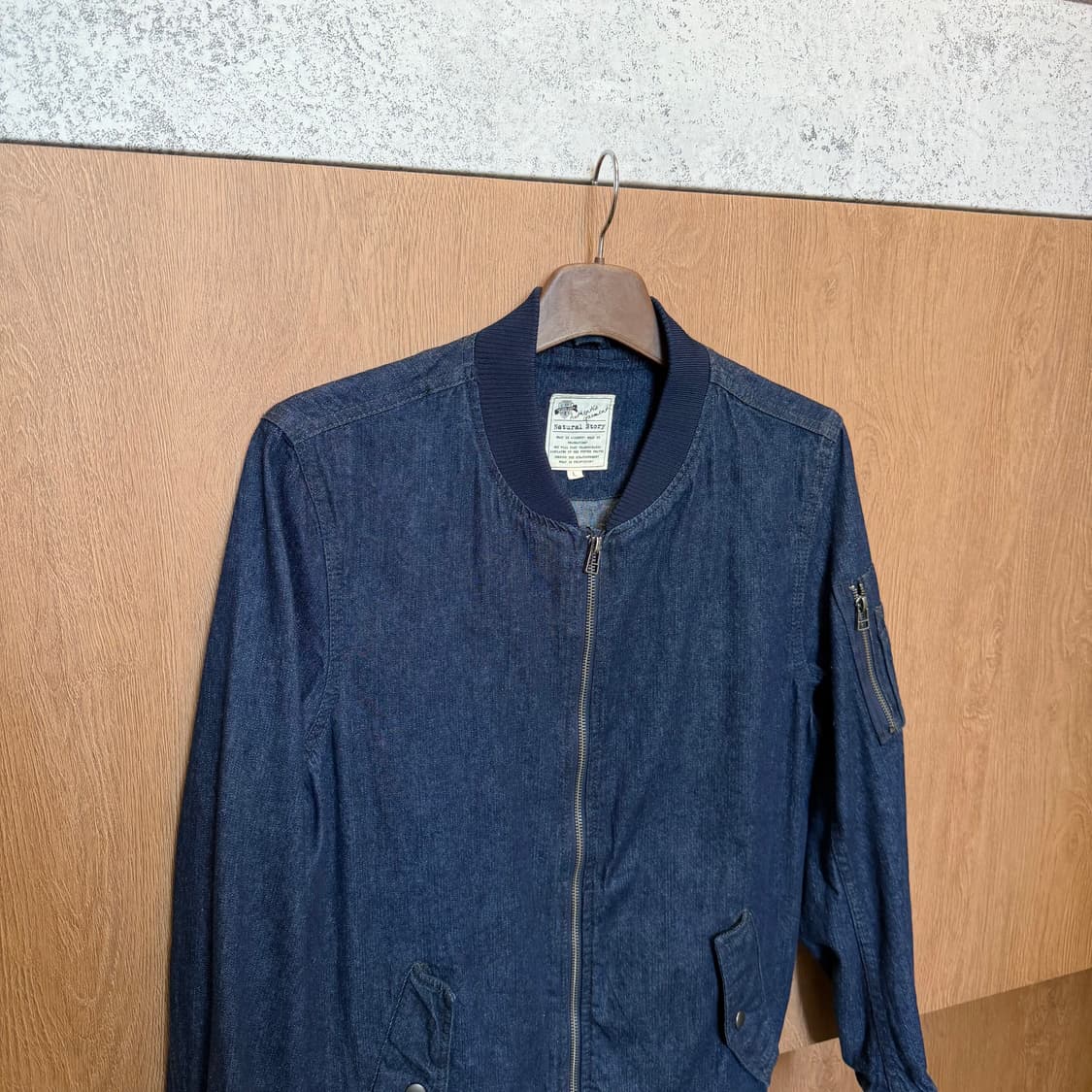 빈티지 데님 집업 블루종 자켓 MA-1 포켓 디테일 레귤러핏 인디고 상품이미지3