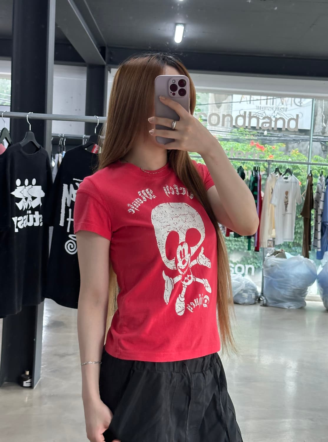 ASK enquired Y2K펑크 글리터 스터드 반팔티 상품이미지2