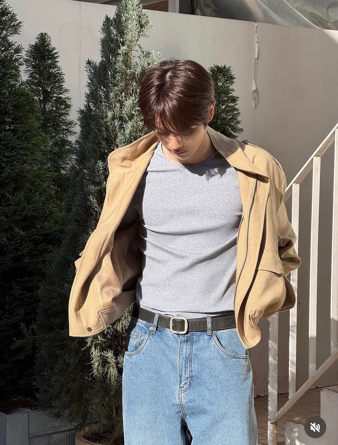 렉토 26SS 골지 립 저지 져지 탑 반팔 티셔츠 멜란지 그레이 상품이미지2