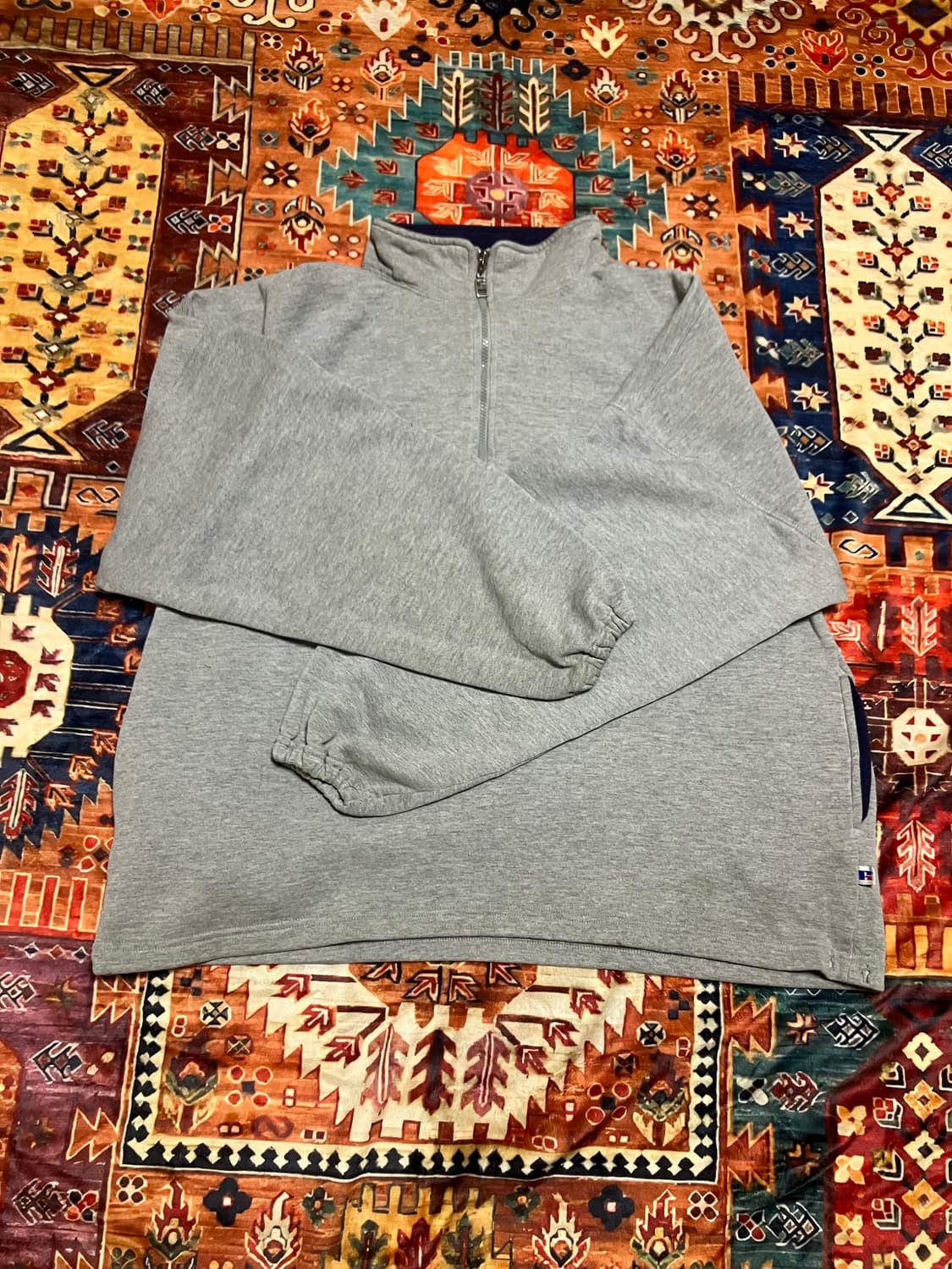 90S Russell Athletic 그레이 하프집업 XL USA 상품이미지1