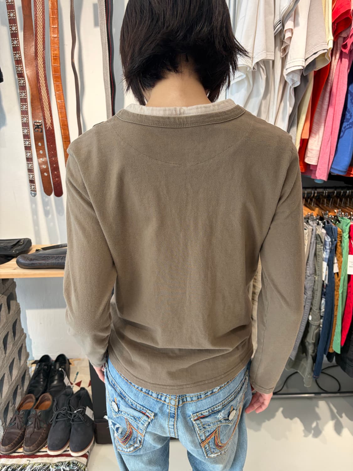 MINIBE JEAN 타이포그래피 헨리넥 롱슬리브 S 상품이미지8