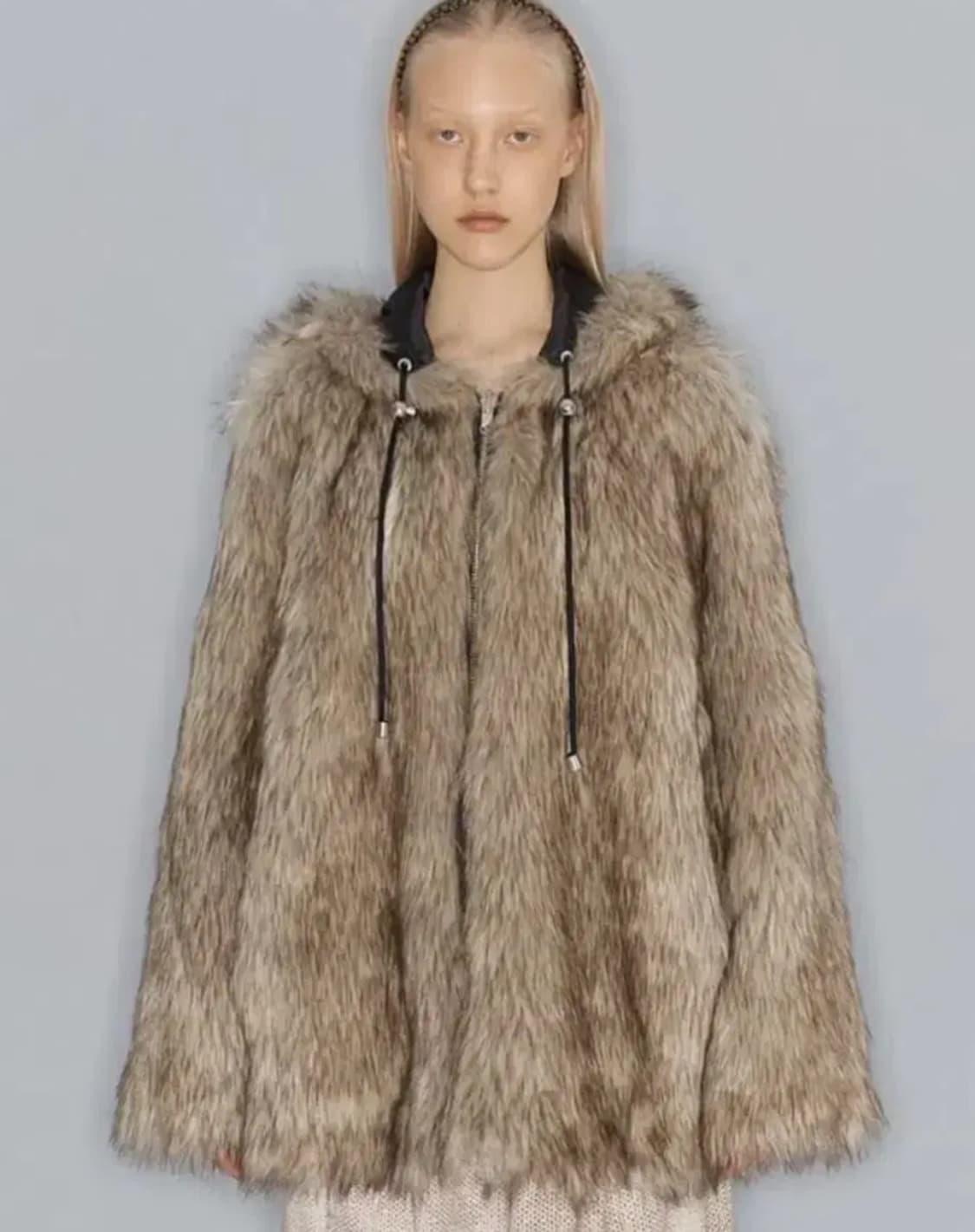 오픈와이와이 리버시블 퍼 후드 자켓 베이지 m 상품이미지1