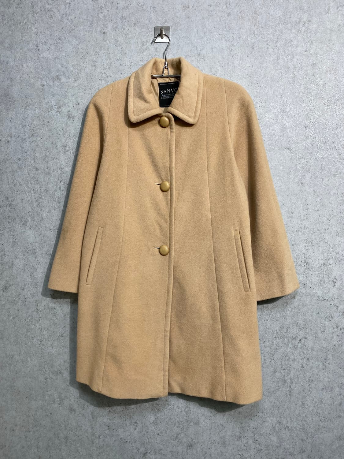 [S-M] 90s SANYO 재팬 메이드 베이지 울 코트 상품이미지1