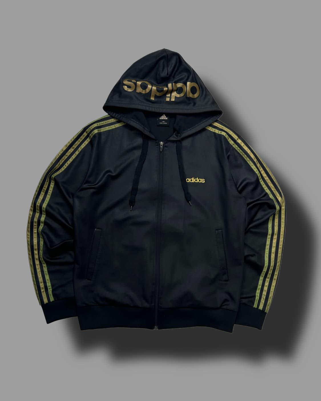 아디다스 블랙 카키골드 후드 트랙탑 105 상품이미지4