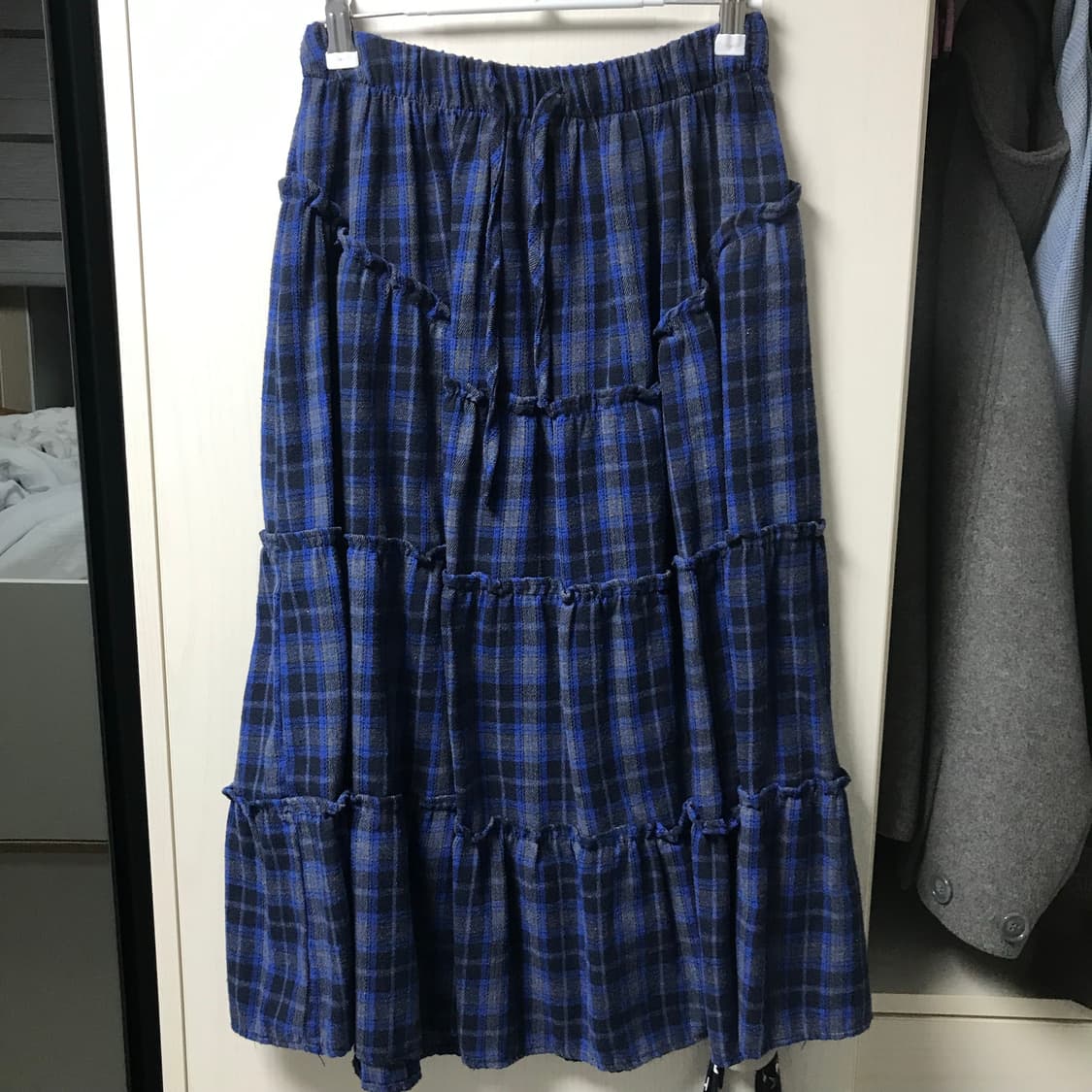 원더원더 솔파 체크 플레어 캉캉 롱 스커트 상품이미지2