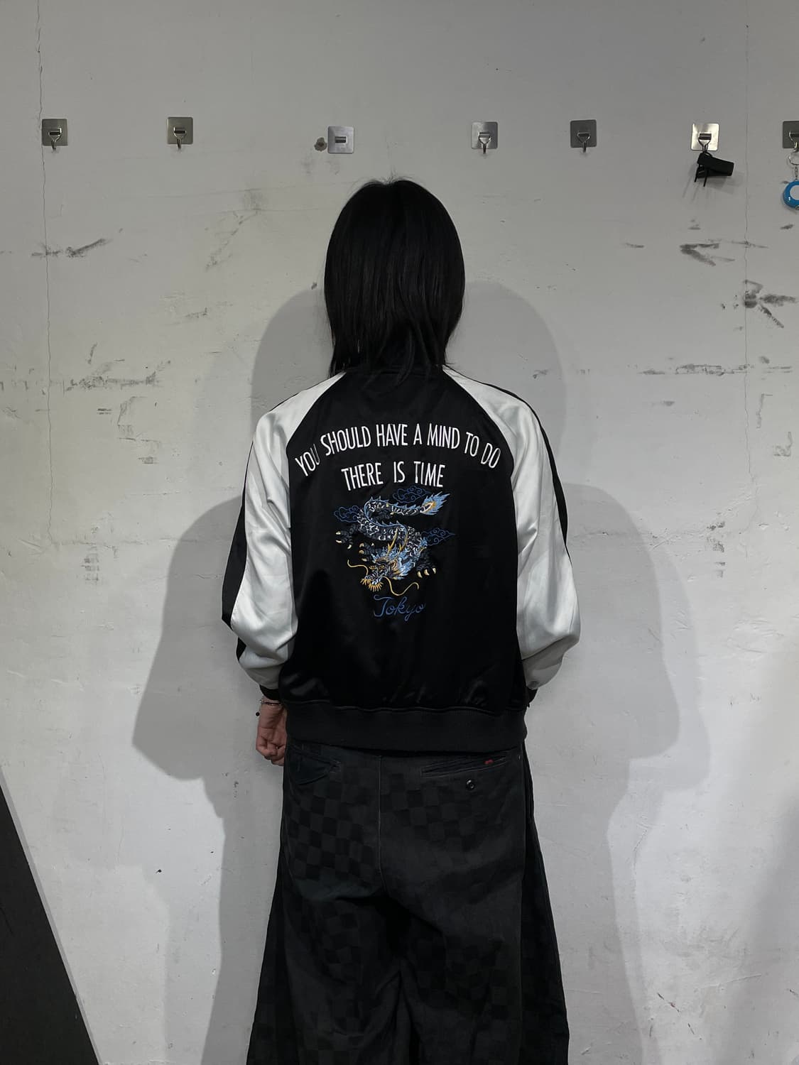 일본빈티지 오리엔탈 용 자수 빈티지 스카쟌 M 상품이미지5