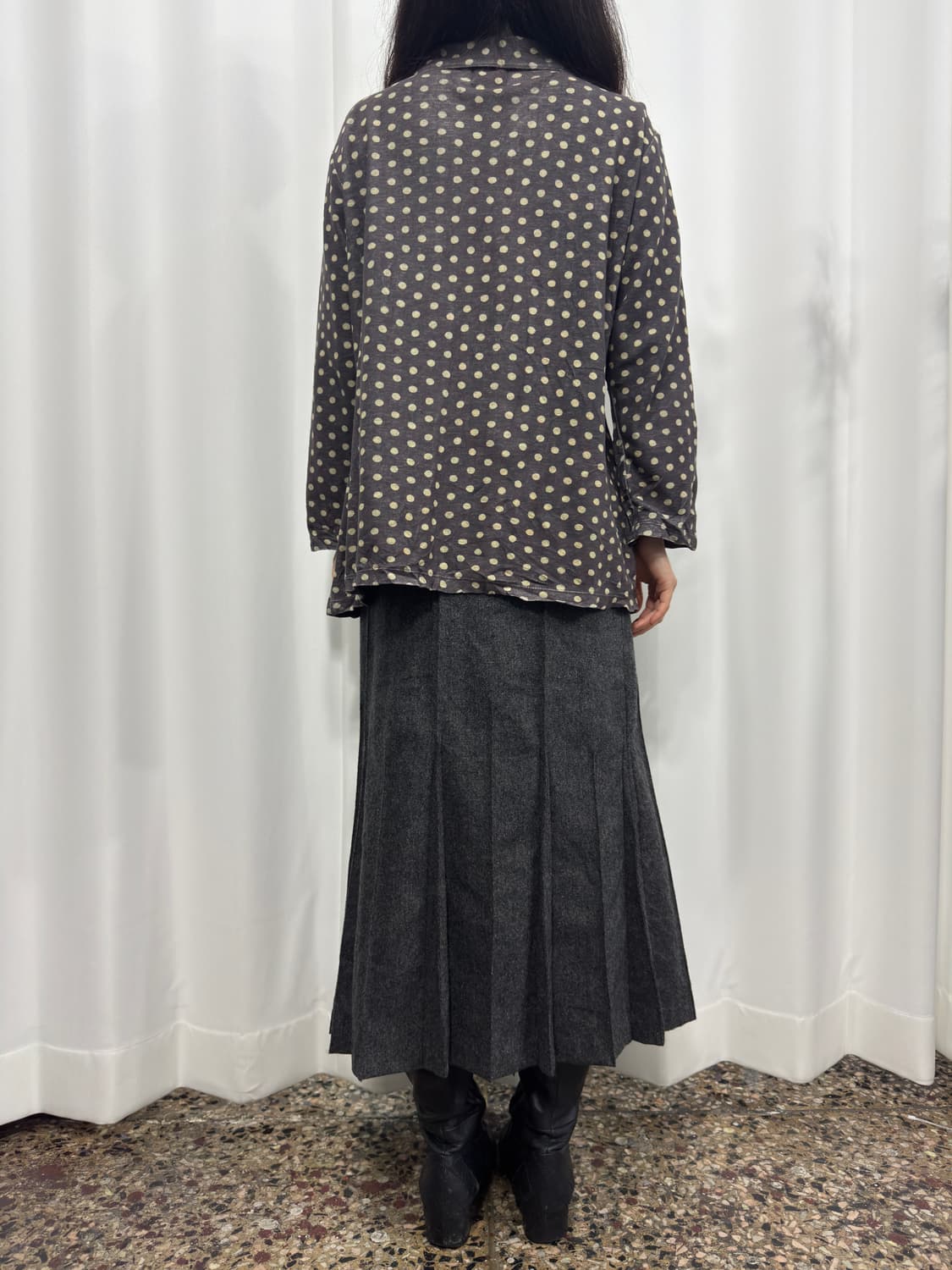 permity gray wool pleats long skirt 상품이미지5