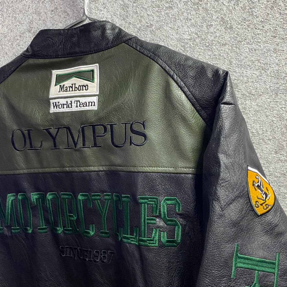페라리 말보로 패치워크 그린 레더 레이싱 자켓 B3717 상품이미지6