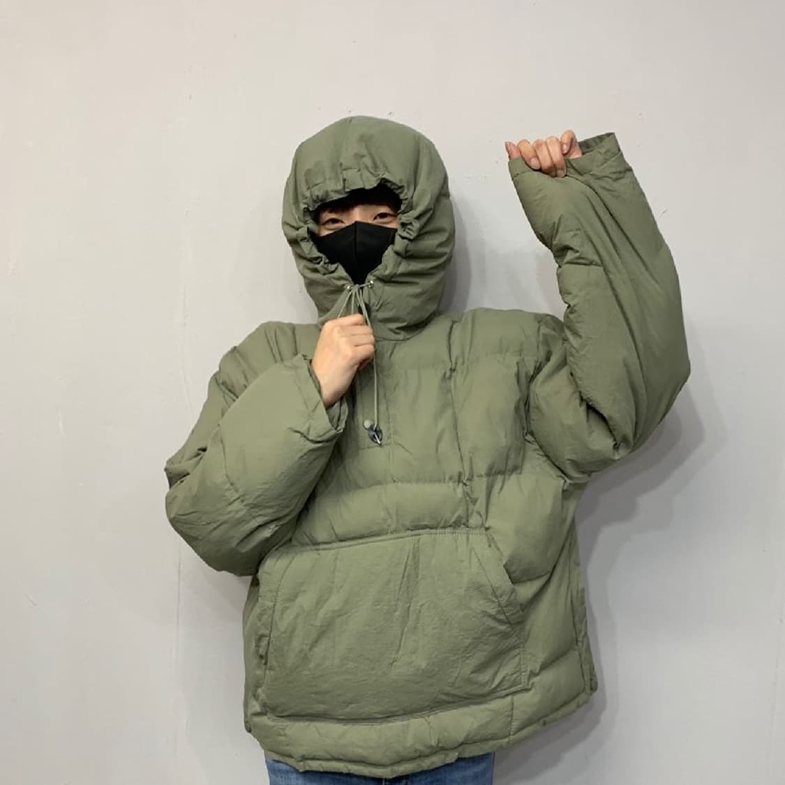 and.como 아노락 패딩 점퍼 카키 상품이미지2