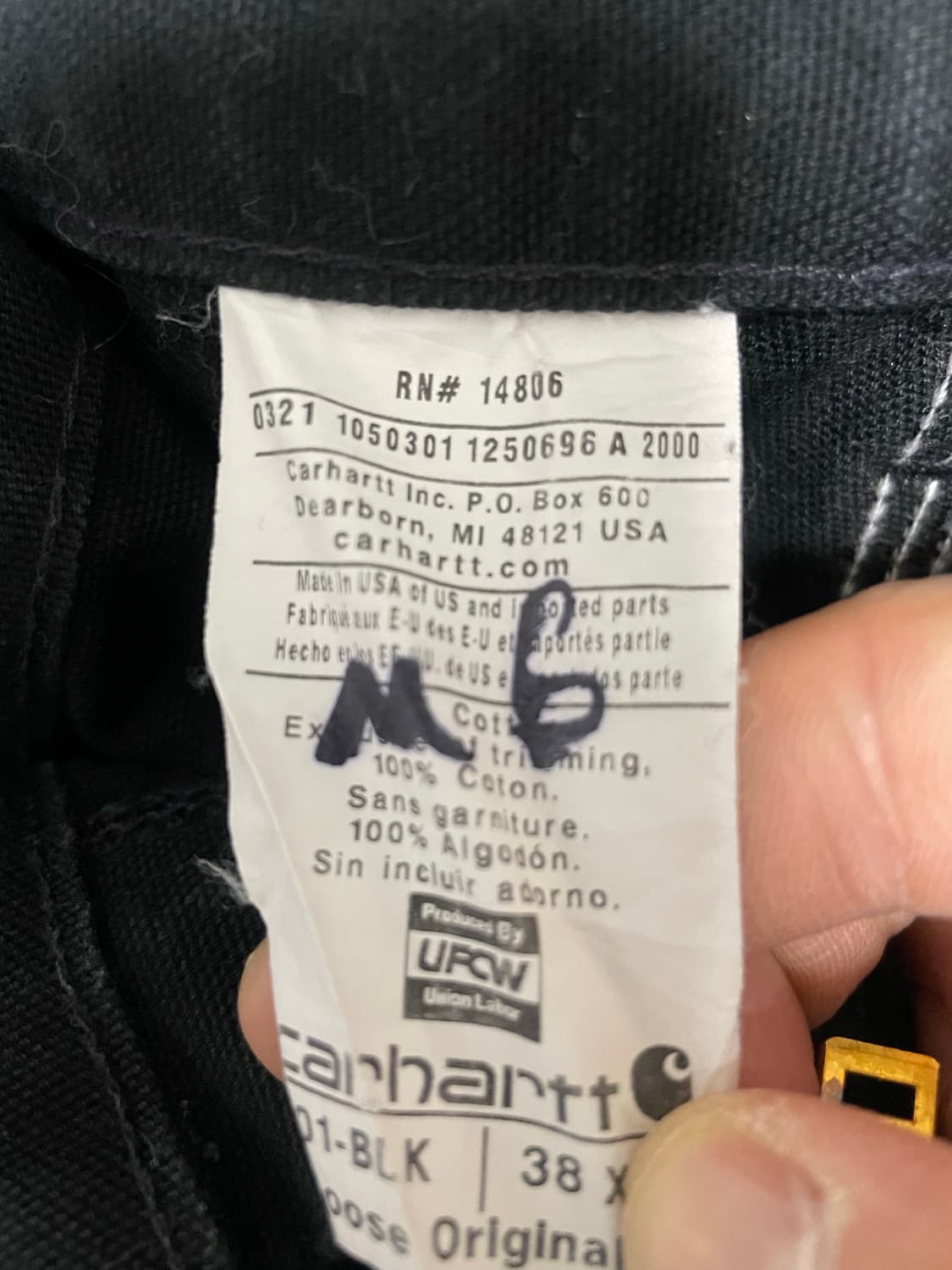 🇺🇸 USA 빈티지 칼하트 더블니 38x32 블랙 상품이미지4