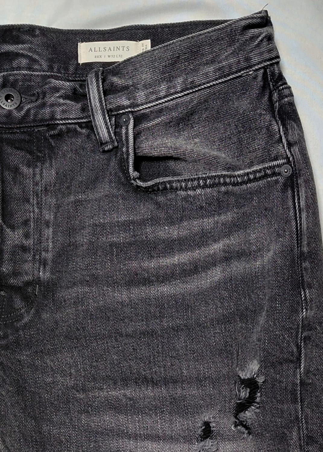 [W32] AllSaints Rex Slim Distressed 블랙진 상품이미지3