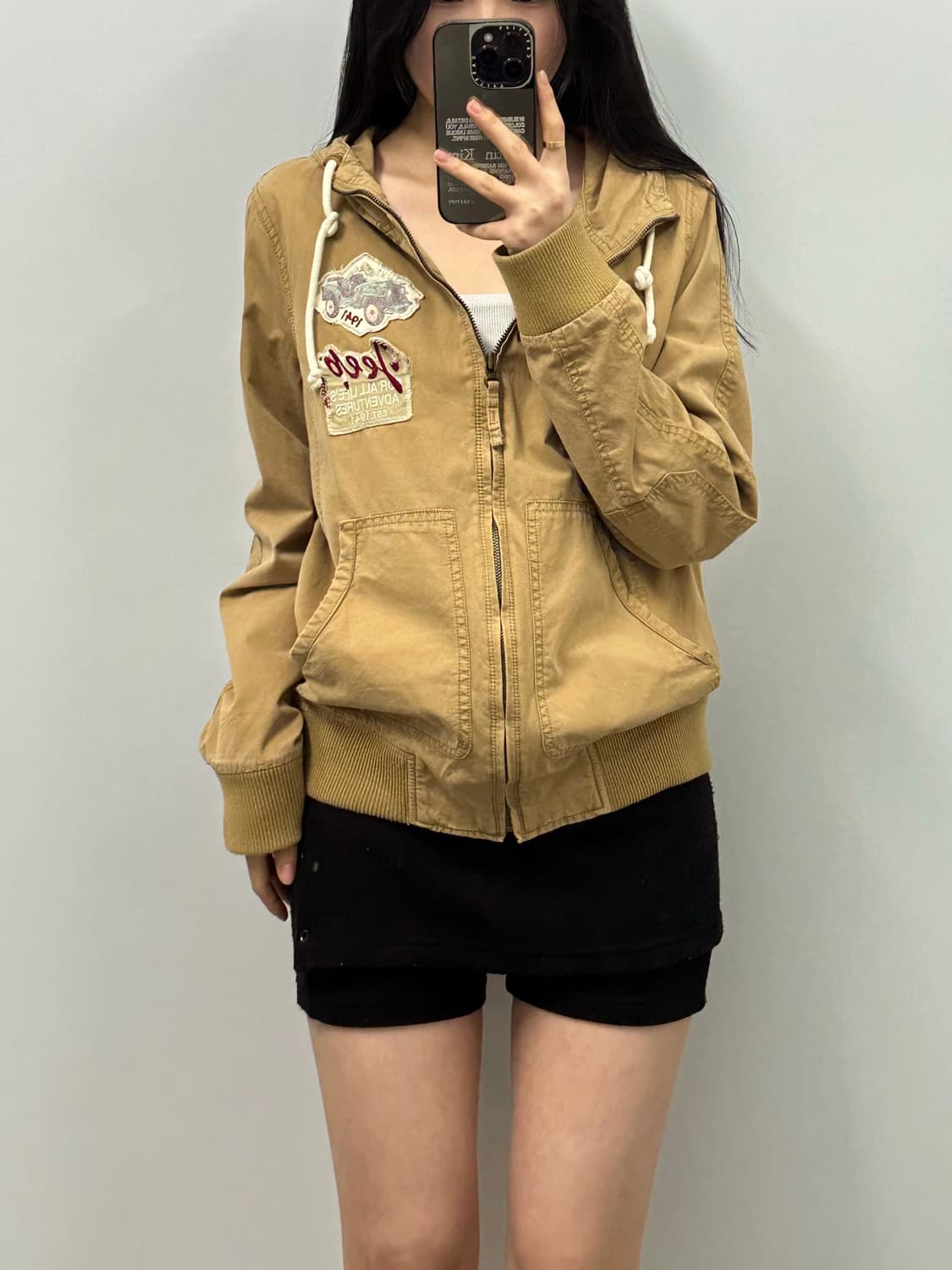 Jeep 지프 빅로고 베이지 후드집업 상품이미지1