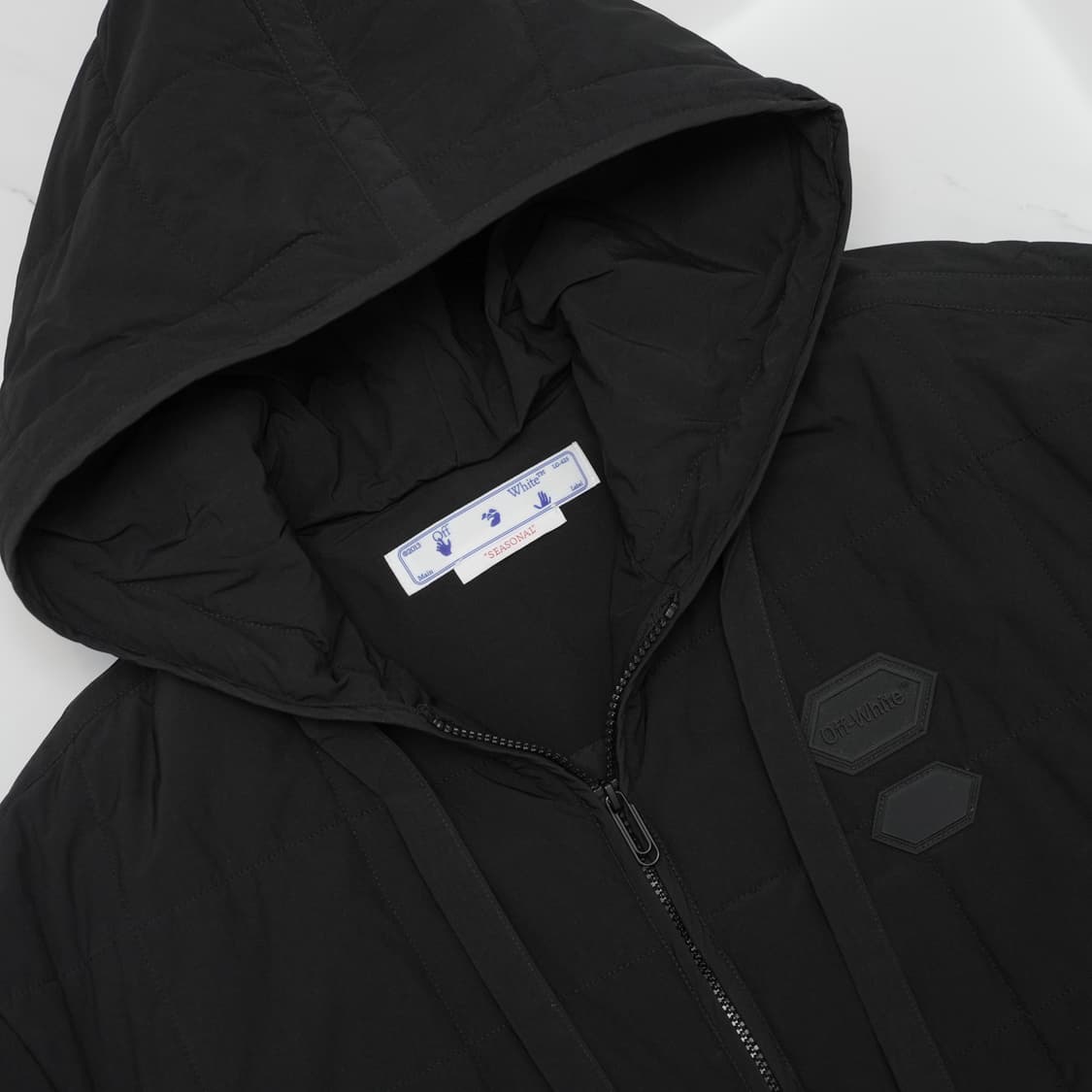 [L] 오프화이트 퀄티드 후드 자켓 블랙 상품이미지2