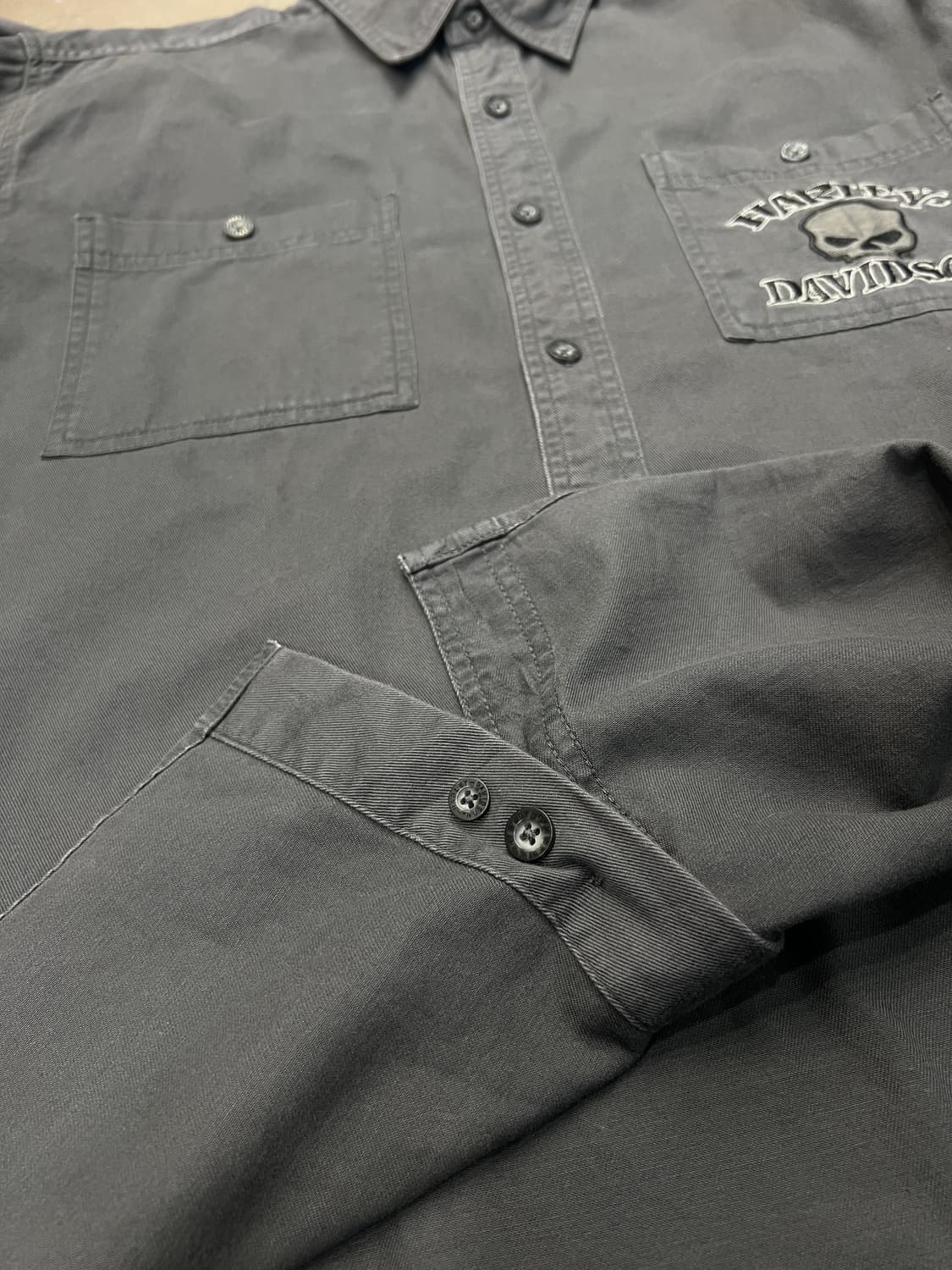 할리데이비슨 지 스컬 코튼 셔츠 XL 상품이미지7