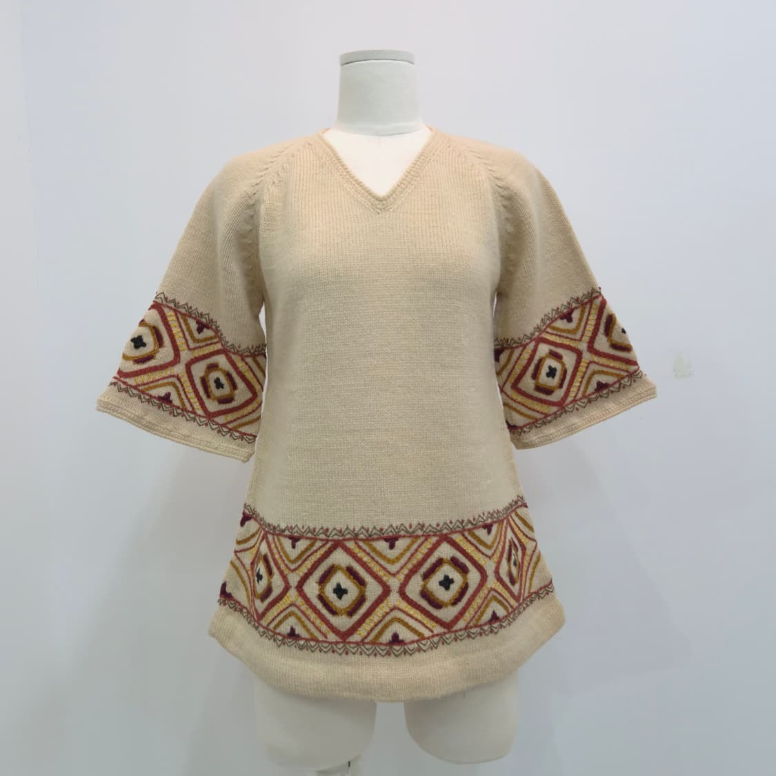 울 100% 포크패턴 에스닉 튜니크 니트 상품이미지1