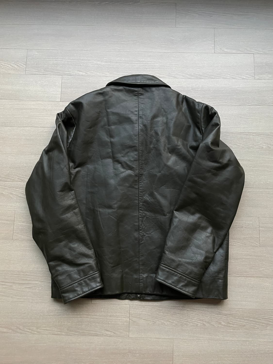 90s 올드갭 레더 자켓 다크 그린 상품이미지2