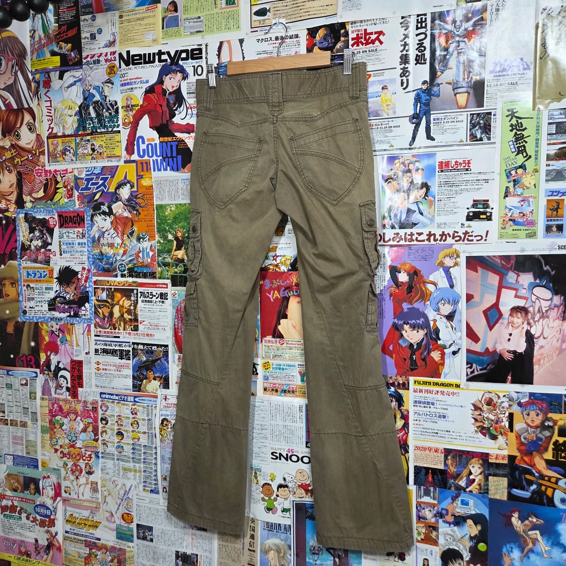 JPN 미쉘 클랑 카키 로우라이즈 세미 부츠컷 카고 팬츠 상품이미지5