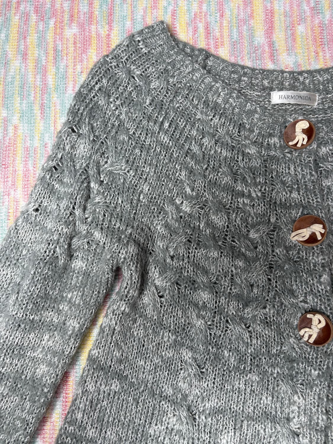 그레이 단추 포인트 가디건 상품이미지6