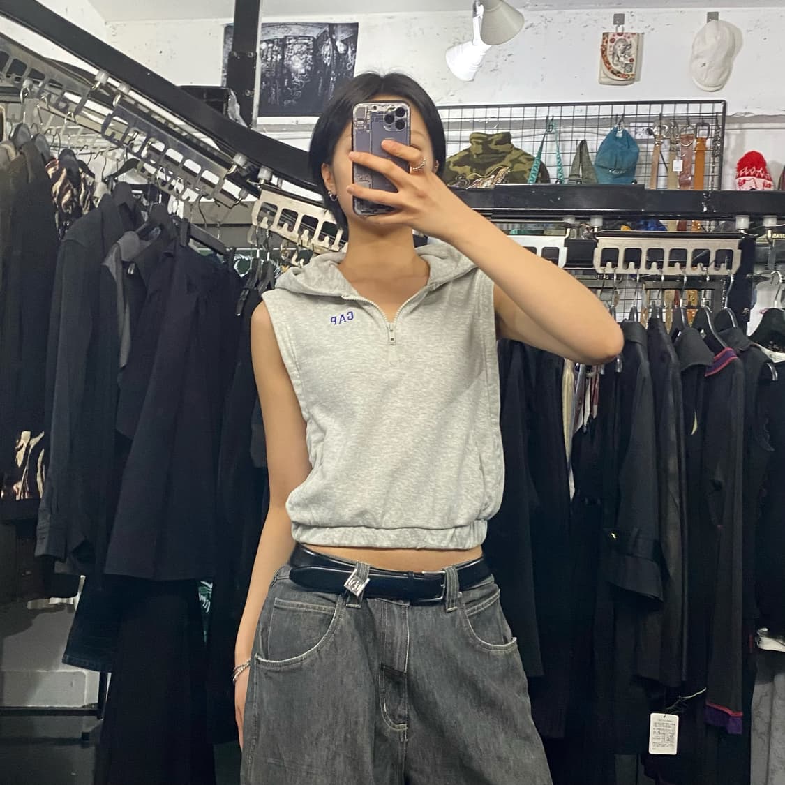 Gap 로고 자수 디테일 후드 슬리브리스 상품이미지7