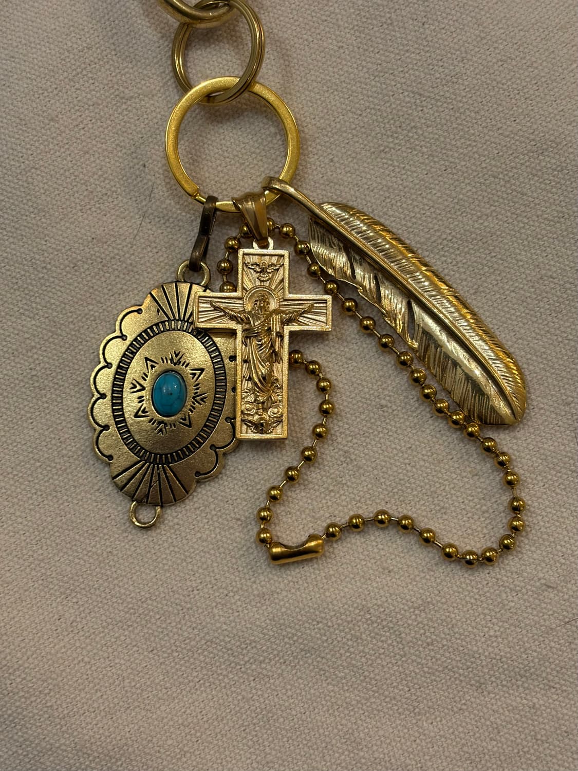 크로스 & 터키석 브라스 빈티지 키링 상품이미지5