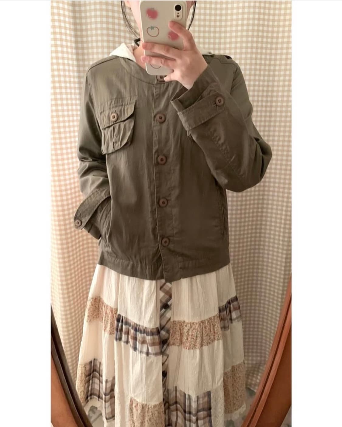 빈티지 후드 카키 자켓 상품이미지3