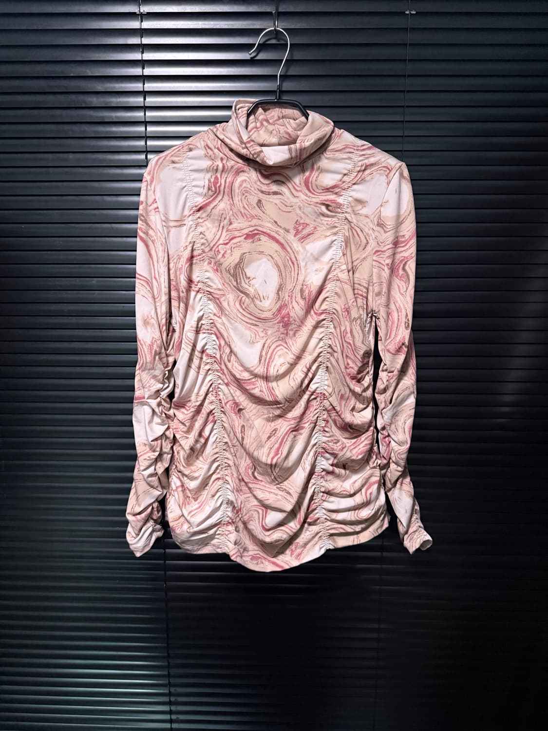 이상봉 에디션 쉬폰 셔링 긴팔 목폴라 반목 모크 핑크 타이다이 터틀넥 M 상품이미지2