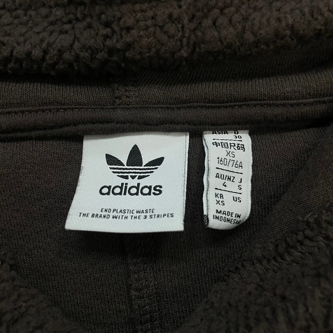 아디다스 트레포일 로고 크롭 후드집업 브라운 상품이미지4