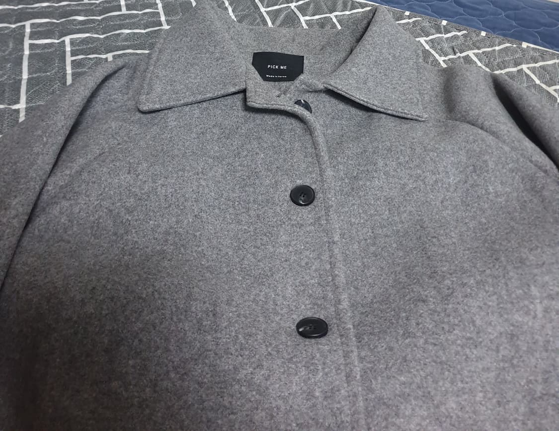 PICK ME 안감퀄팅 혜비 울 롱코트 그레이 (L) 상품이미지2