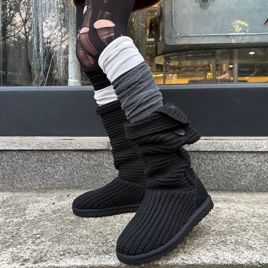 00s 블랙 니트 카디 어그 부츠 상품이미지5
