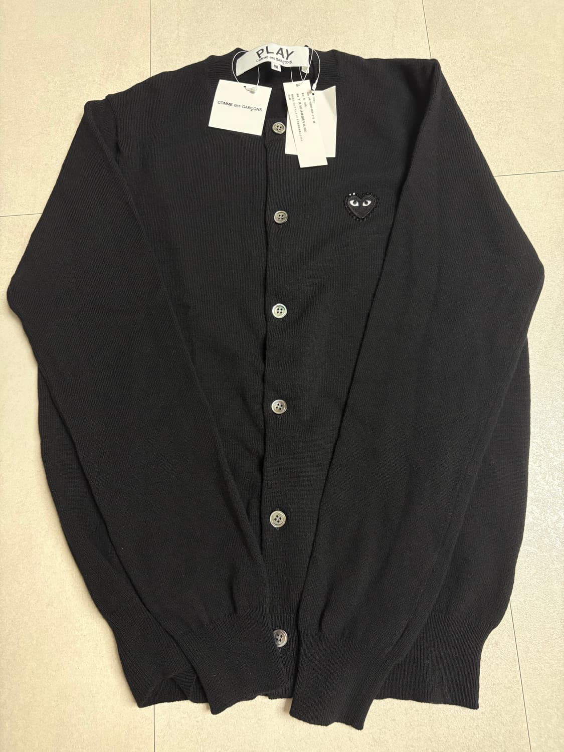 (새상품)25ss꼼데가르송 라인스톤 가디건 블랙 M사이즈 상품이미지2