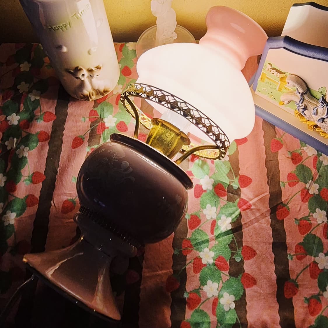 60s 이탈리아 플로렌틴 핑크 오팔린 엔틱 램프 상품이미지10