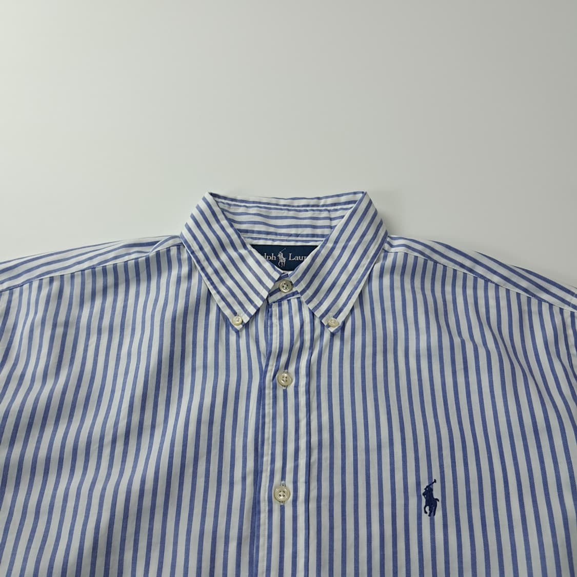 CK563 XL 폴로 90s 홍콩판 소프트 블루 스트라이프 셔츠 남방 상품이미지2