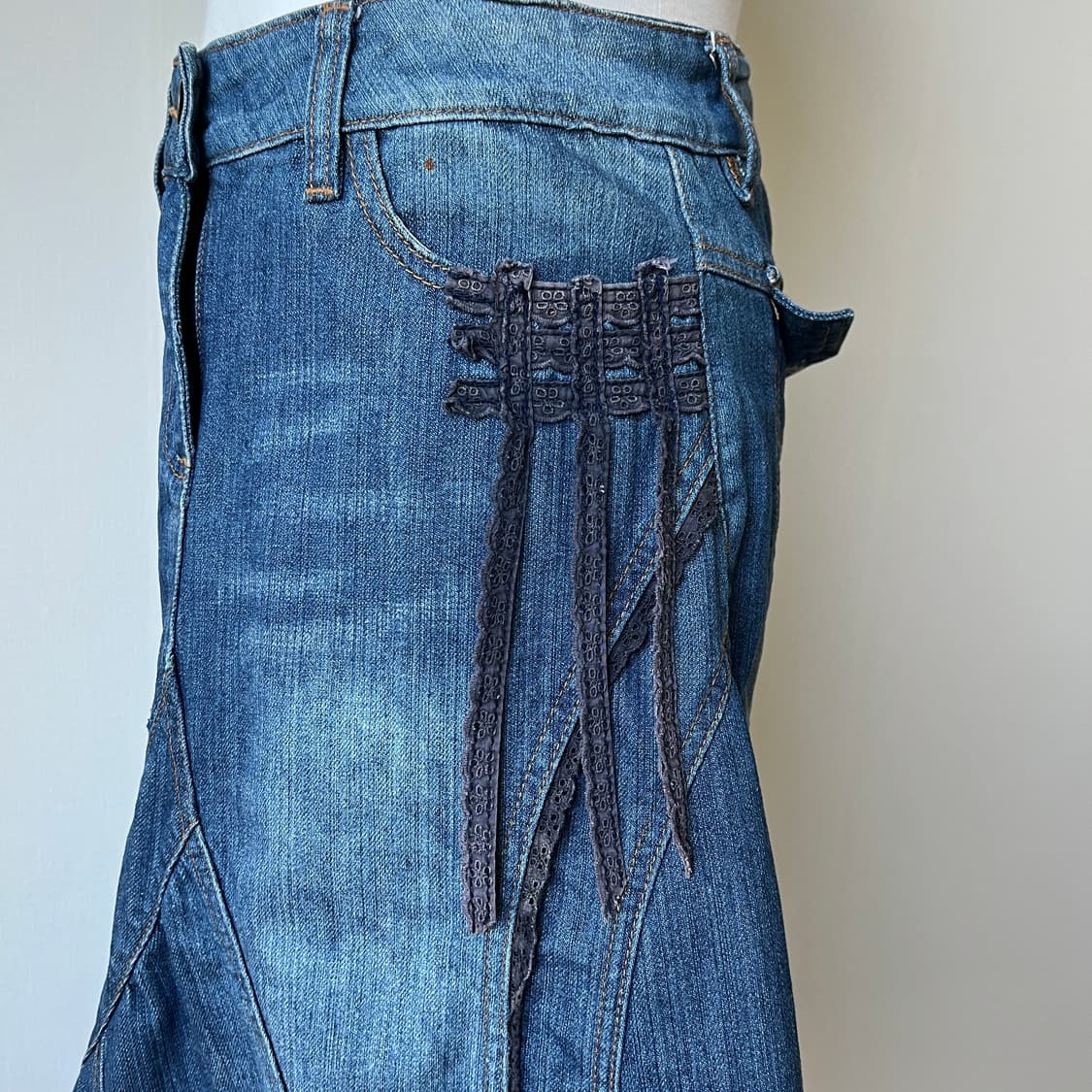 vintage mood denim midi skirt 상품이미지3