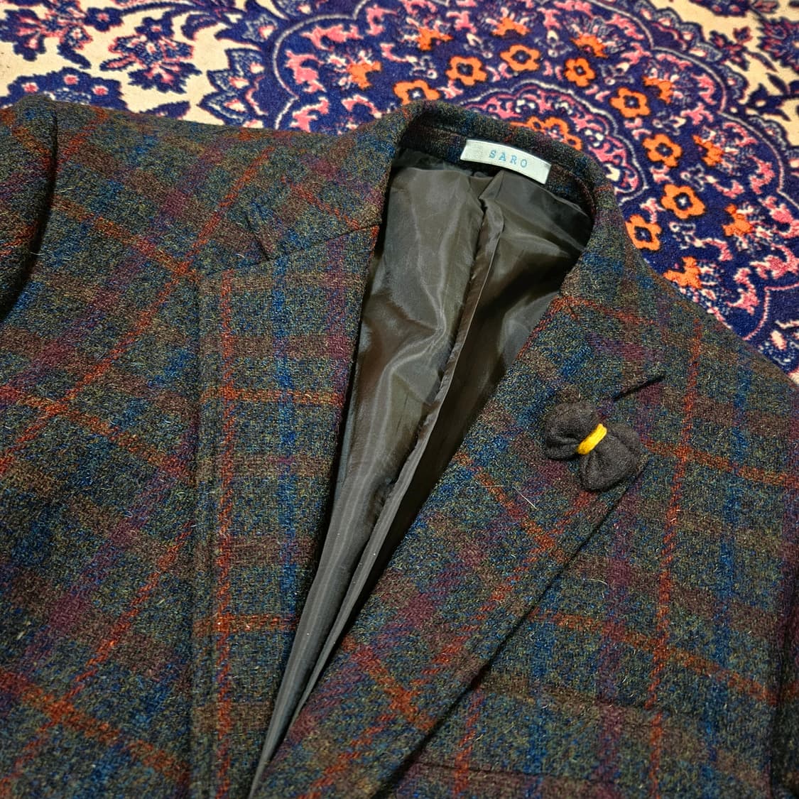 사로옴므(SARO) Wool 100% 체크 블레이져 50size 상품이미지3