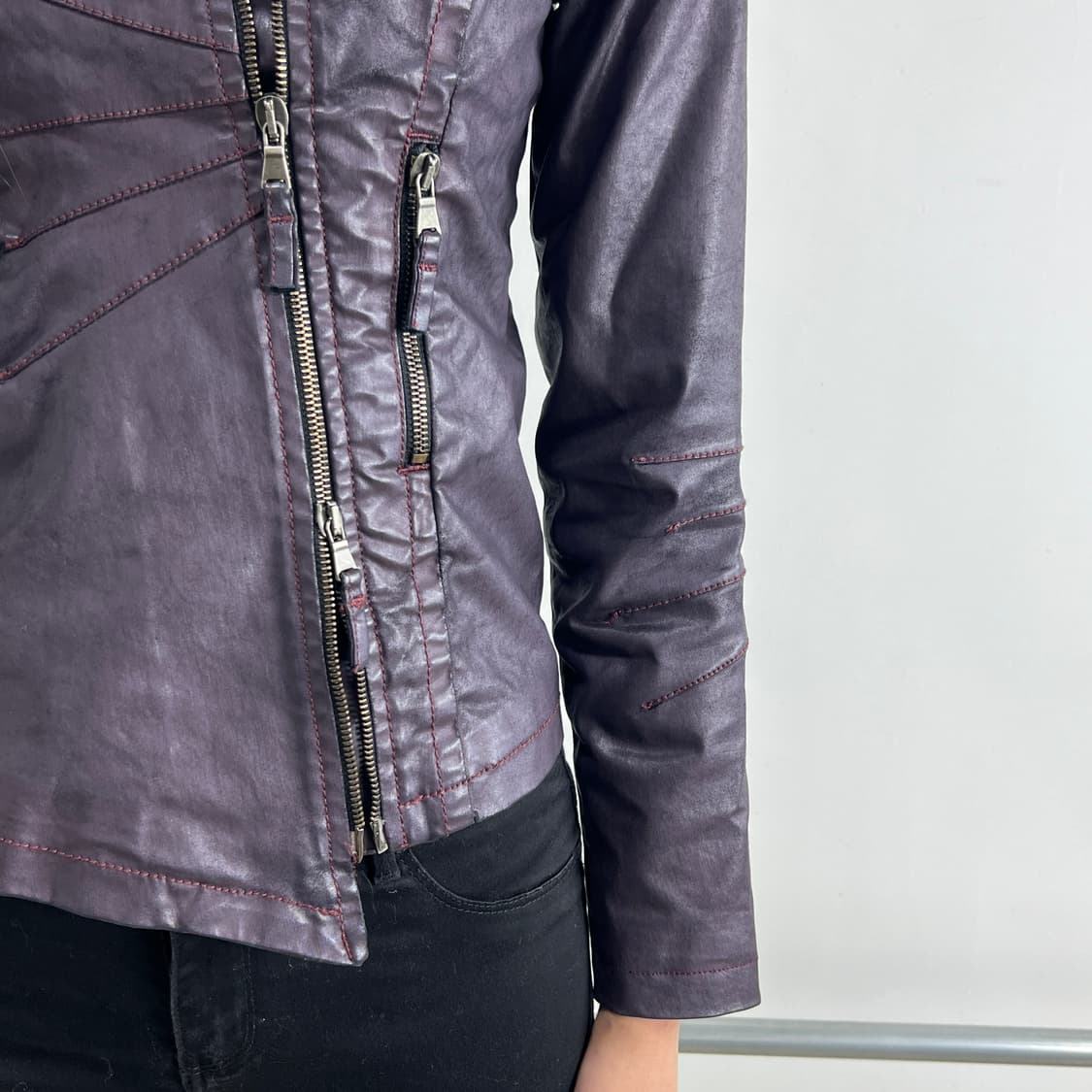 BRAY STEVE ALAN 비대칭 코팅 라이더 자켓 상품이미지6