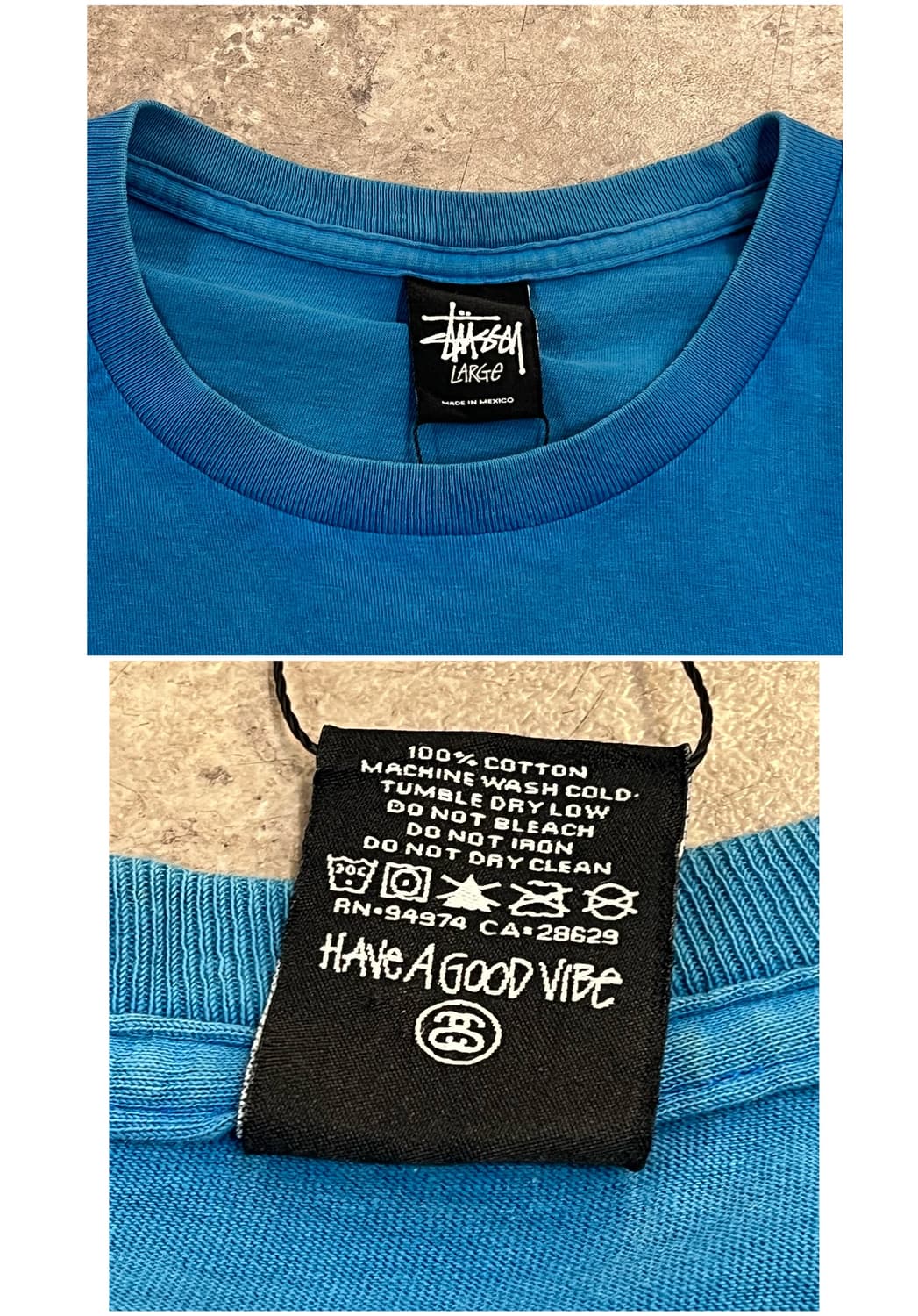 스투시 베이직 로고 반팔티 블루 L #csz3793 상품이미지3