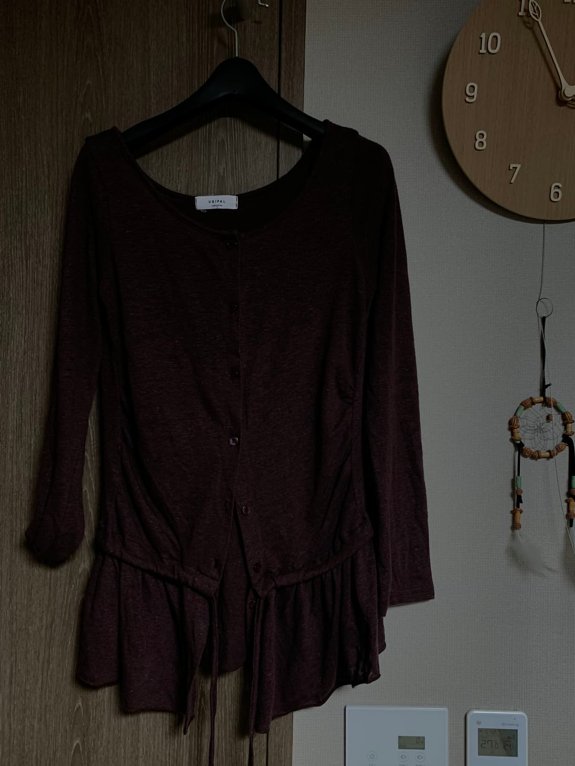 모래하우스 오픈 버튼 가디건 와인 상품이미지5