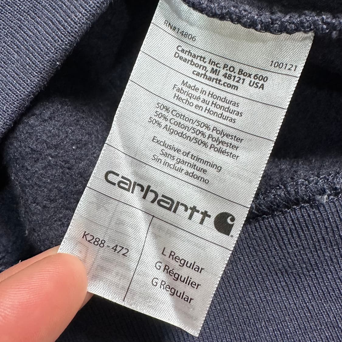 칼하트 로고 네이비 후드티   상품이미지6