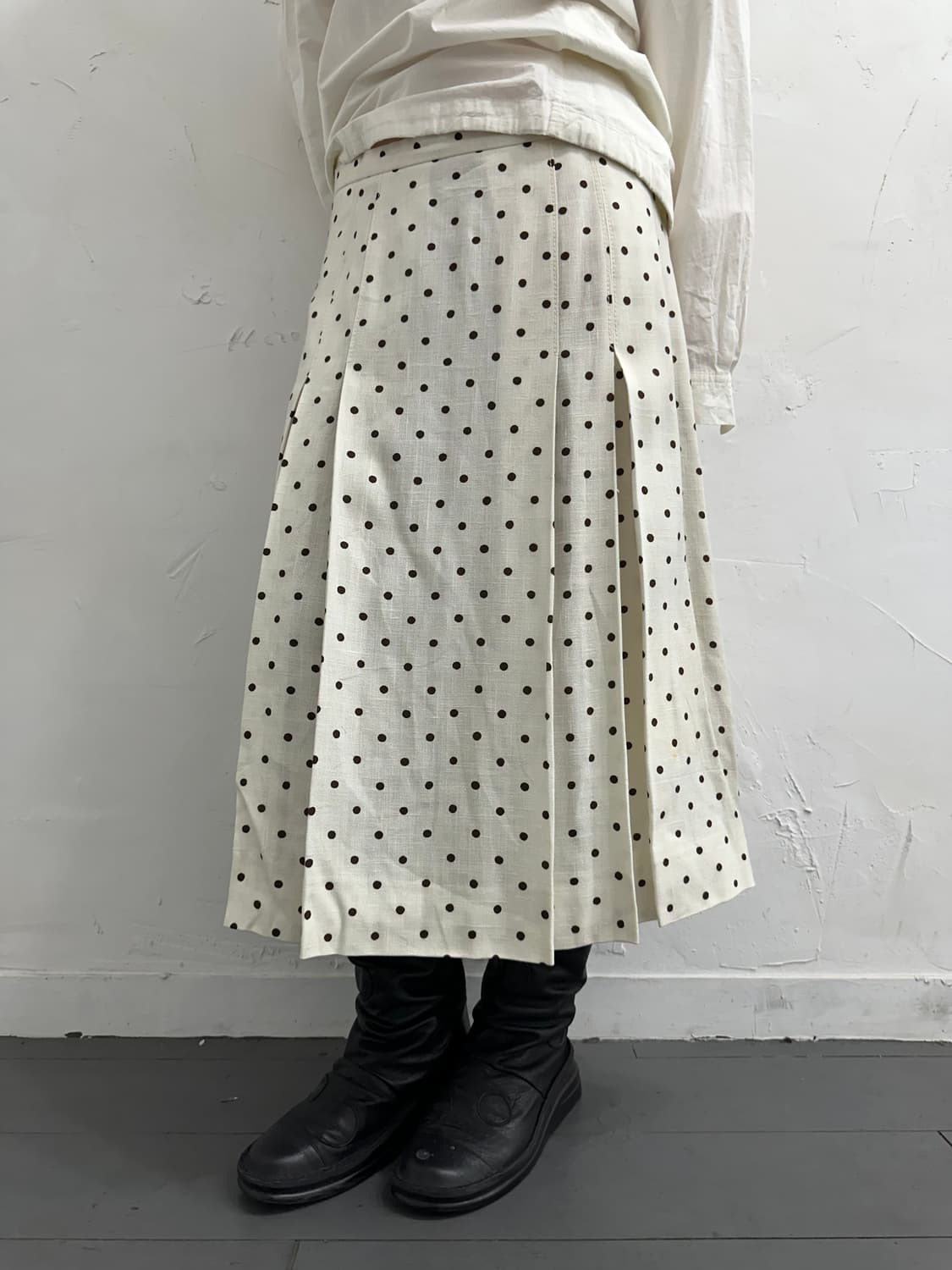 brown dot pleats skirt 상품이미지1