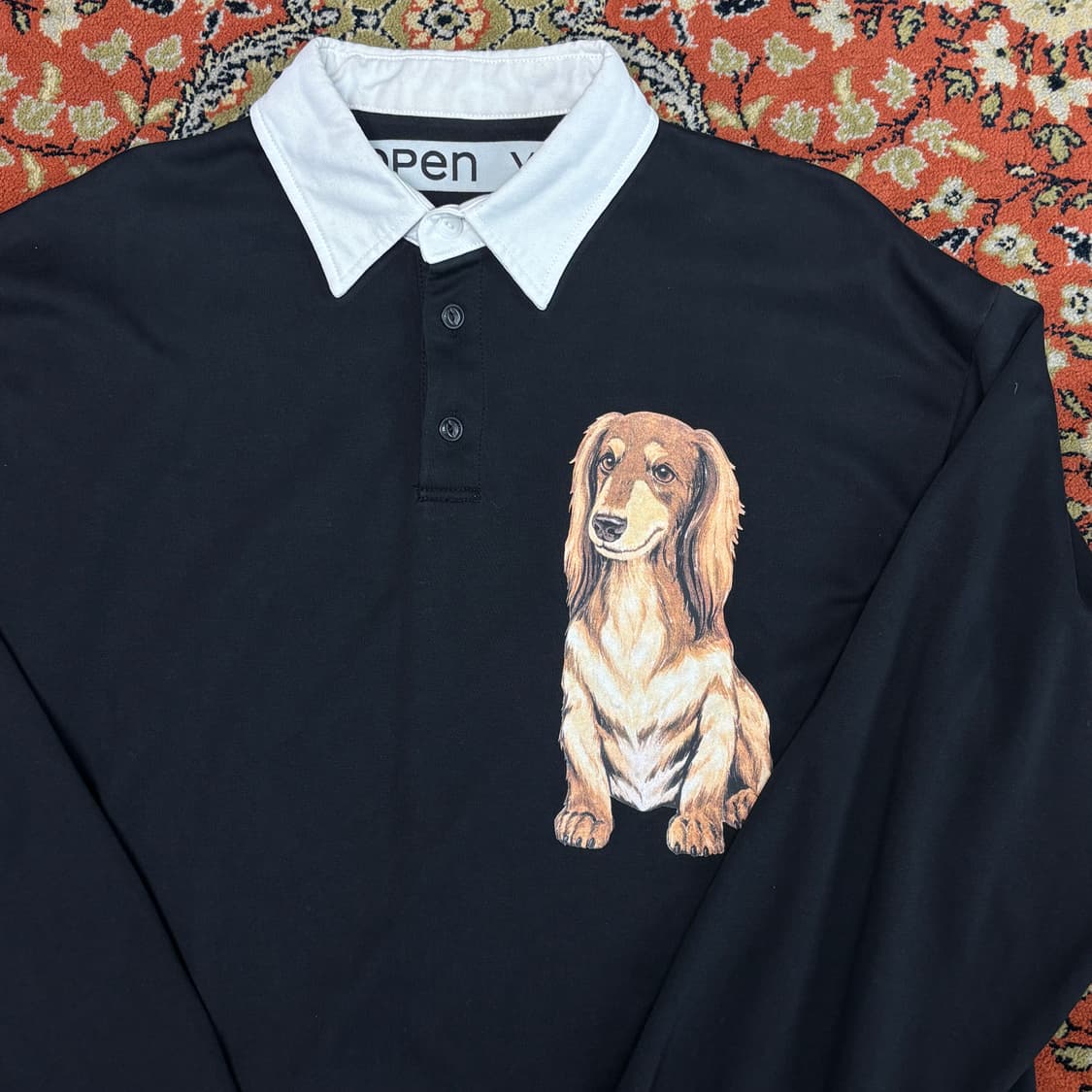 [M] 오픈와이와이 도그 럭비 티셔츠 블랙 상품이미지3