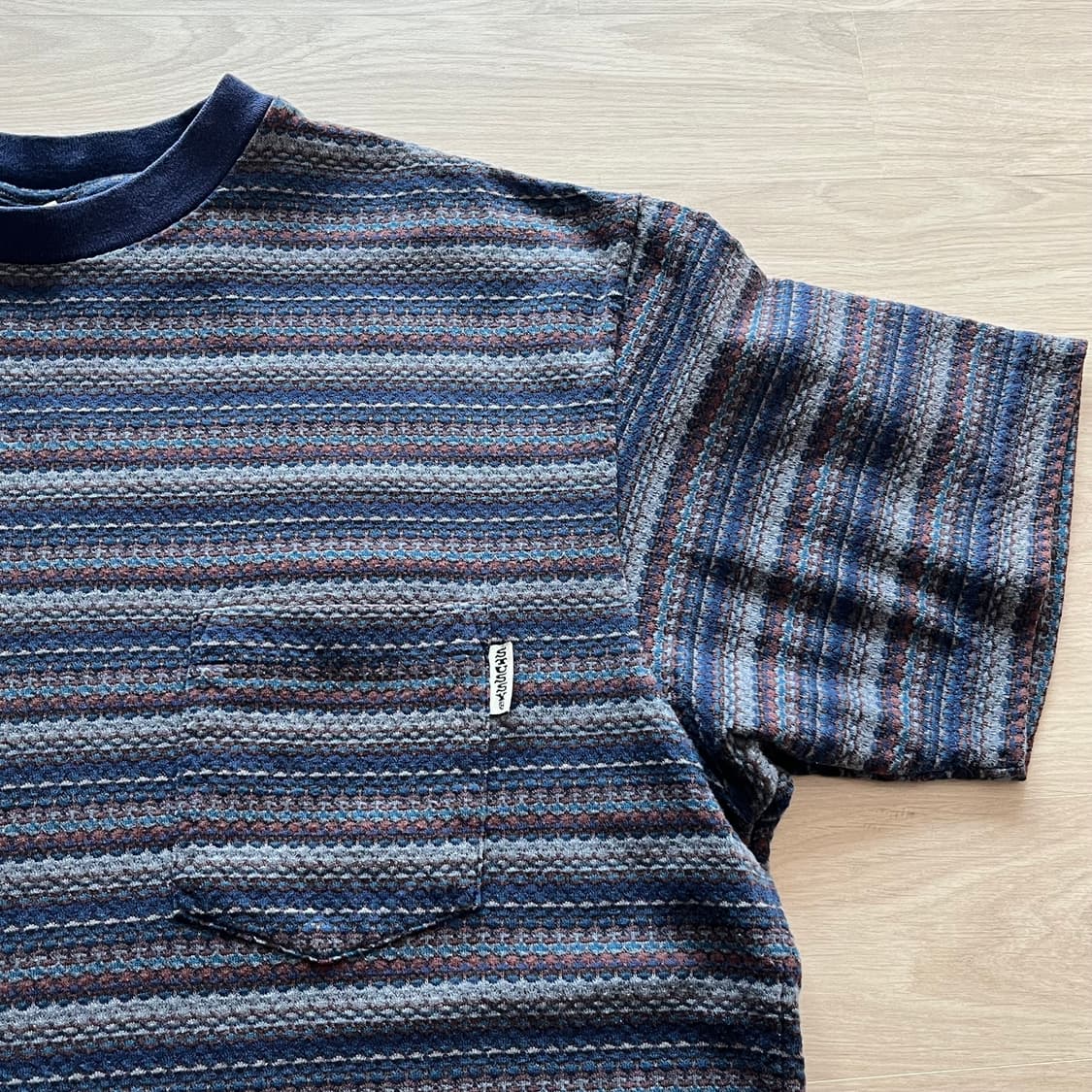 [L] 90s 빈티지 올드 스투시 스트라이프 니트 반팔 티셔츠 상품이미지2