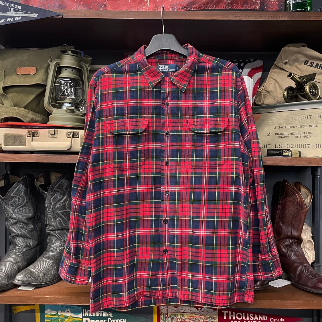 90s 폴로 랄프로렌 체크 엘보 패치 플란넬 셔츠 상품이미지1